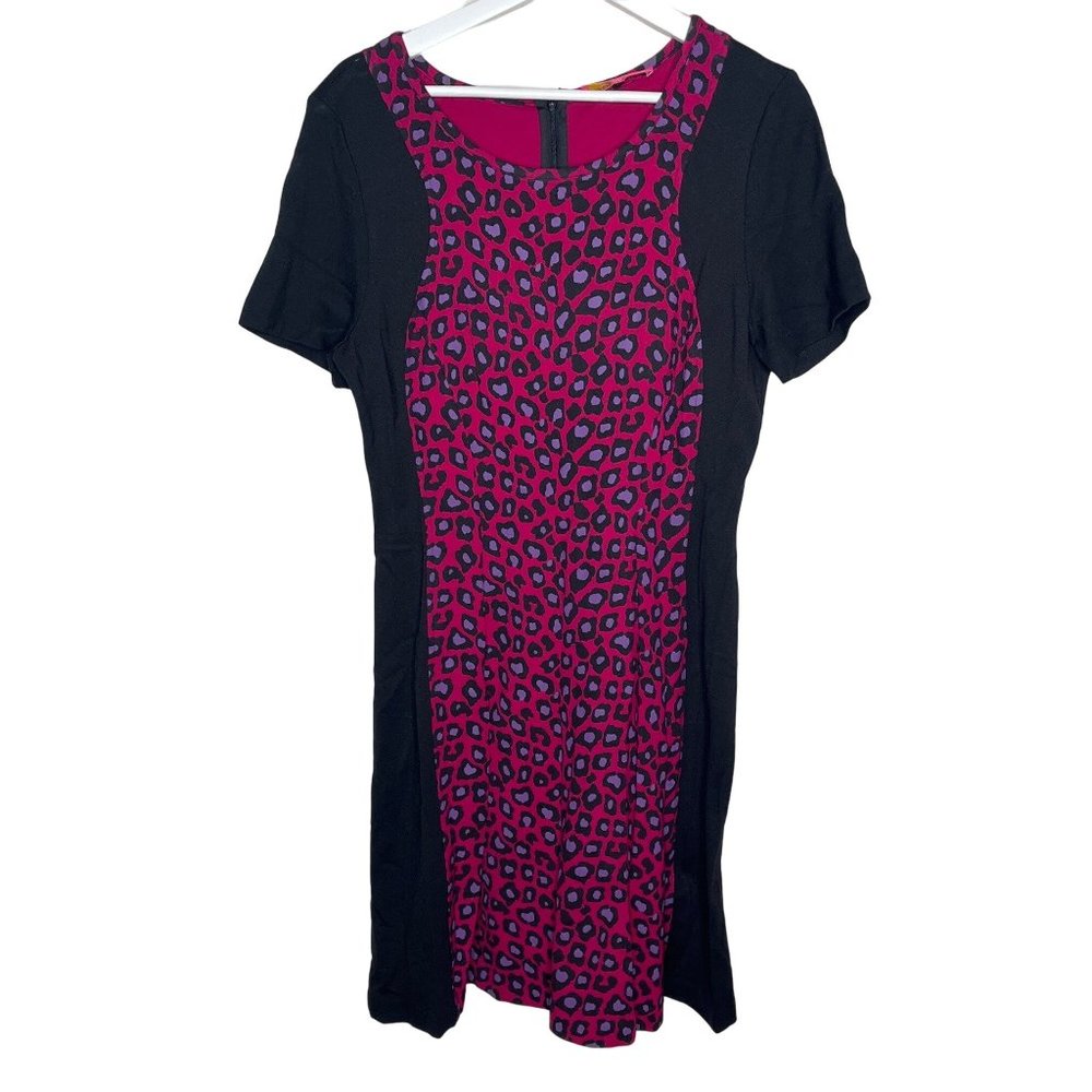 Catherine Malandrino Womens Dress Pink Black Size 10 Fit and Flare Short Sleeve
